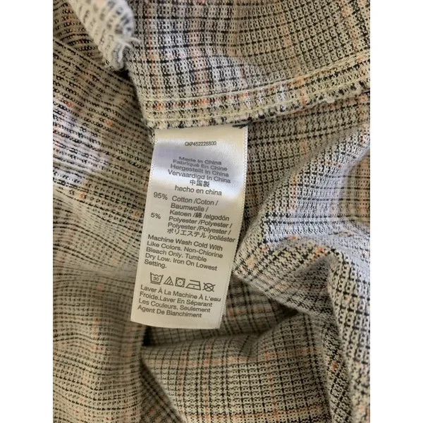 Madewell Lightweight Plaid Button Up Shirt‎ Gray Orange Long Sleeve Small - Image 4