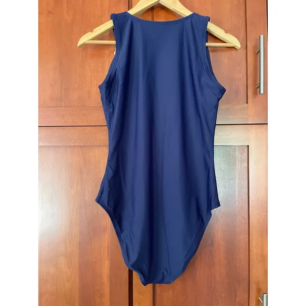 Quince Italian Zip Front One Piece Swimsuit Deep Navy Blue Size Medium NEW - Image 5