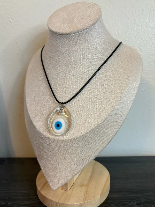 Handmade Clear Evil Eye Necklace  - Image 4