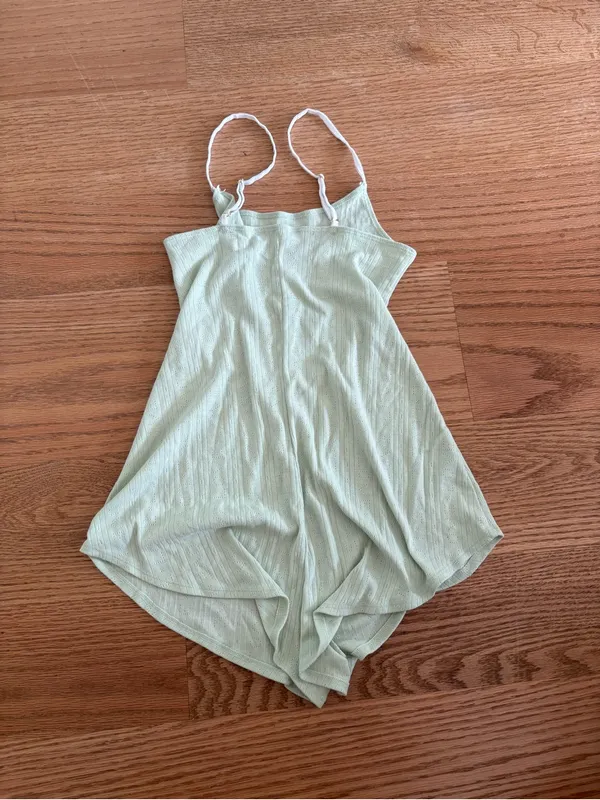 aerie Pale Mint Ribbed Spaghetti-Strap Romper - Image 2