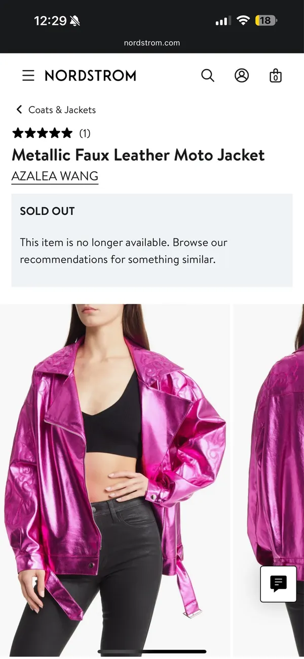 Akira Azalea Wang Pink Metallic Faux Leather Moto Jacket - Image 9