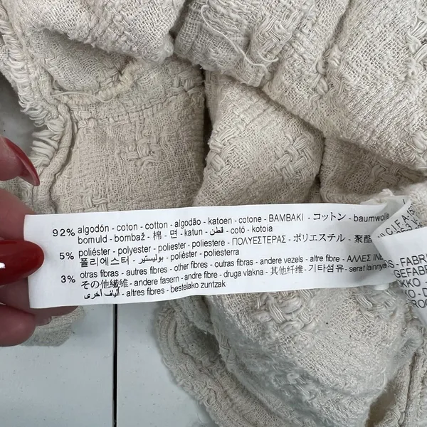 Zara Size S Shacket Jacket Cream Boucle Tweed Cropped Oversized Long Sleeve - Image 11