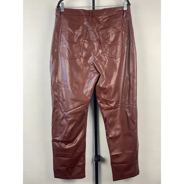 Abercrombie & Fitch 90s Straight Ultra High Rise Vegan Leather Pants Brown 33 - Image 6