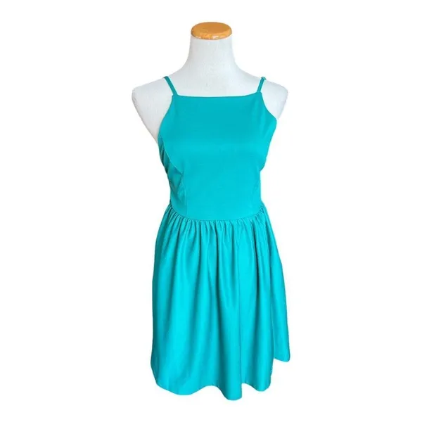 NWT Womens Fancyinn Teal Sleeveless Skater Dress - Sz S - Image 4