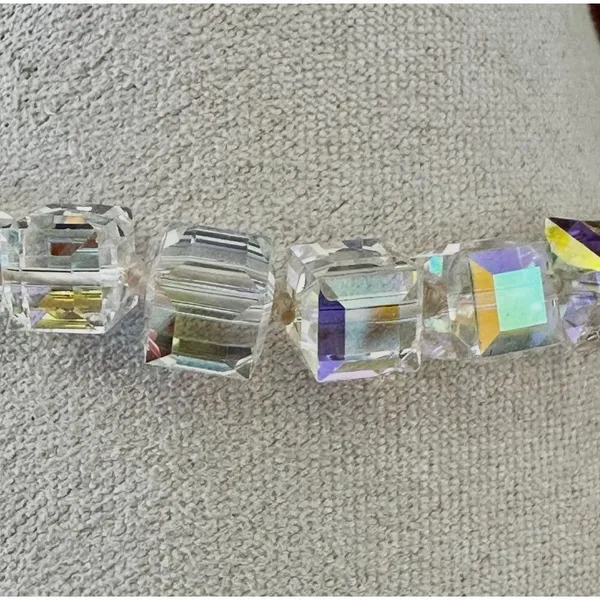 Faceted Crystal Cube Bracelet Sterling Silver Clasp - Image 3