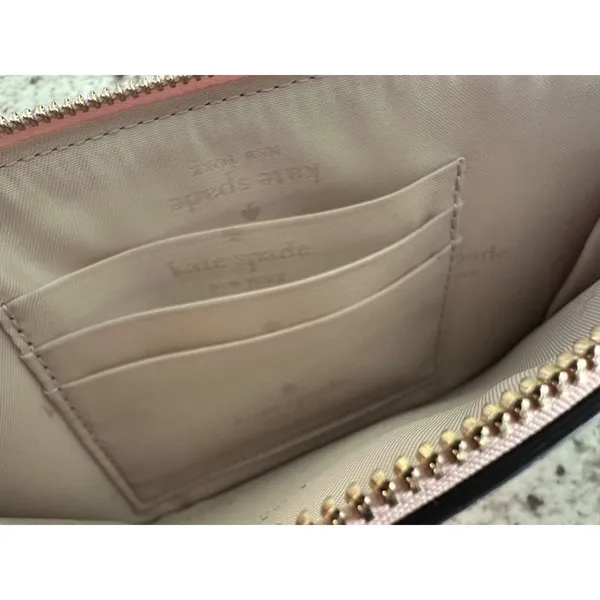 Kate Spade Lucy metallic pink Medium L-Zip bag Wristlet - Image 5