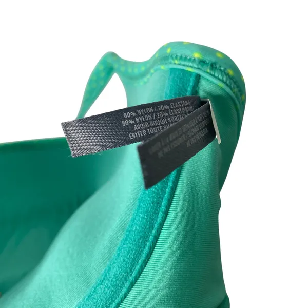 aerie Nina Polka Dot Ruffle Halter Padded Bikini Top 36D Green Retro Swimwear - Image 5
