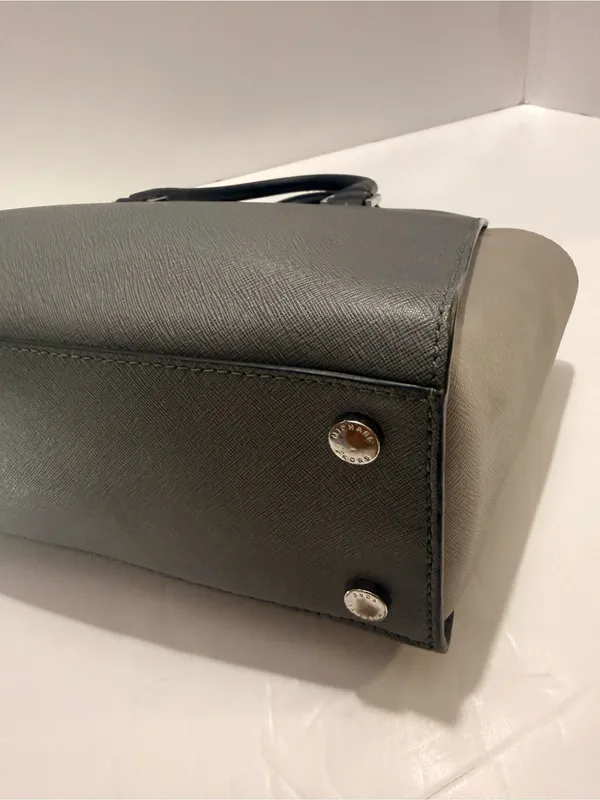 Michael Kors Gray & Black Saffiano Leather Medium Satchel - Image 8