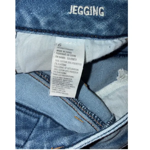 American Eagle Jegging Women 6 Short Blue Denim Stretch Casual‎ Boho - Image 3