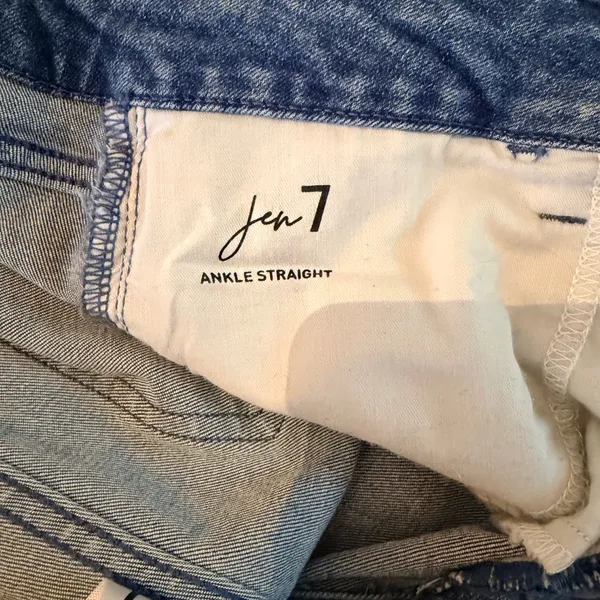 Jen7 By 7 For All Mankind Ankle Straight Jeans Raw Fray Hem Contrast Denim SZ 2 - Image 14
