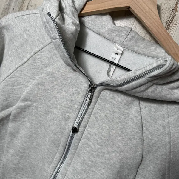 Lululemon Gray Full Zip Scuba Cropped Hoodie Womens Size 10 - Image 4