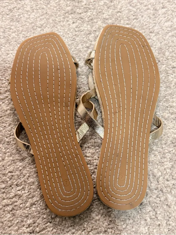 Tory Burch Metallic Gold Miller Logo Espadrille Slide Sandals - Image 6