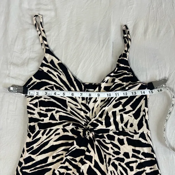 H&M zebra Black‎ and White Midi Sundress with Spaghetti Straps Size Medium - Image 7