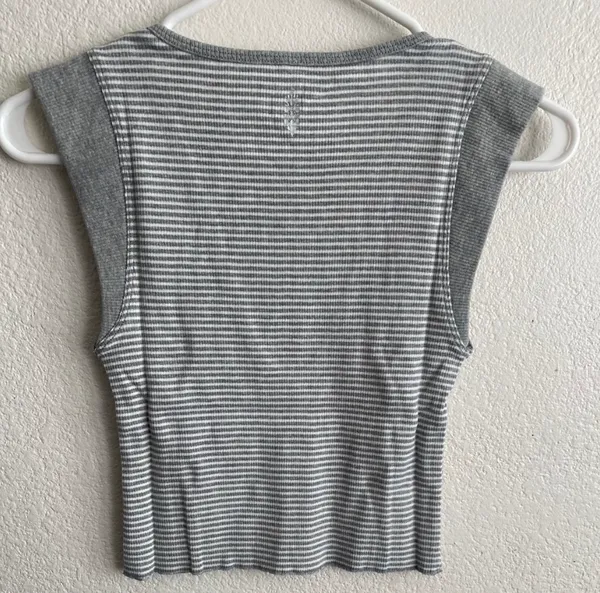 Free People 🆕 Gray Stripes Perfect Day Tank XS 🆕 - Image 5
