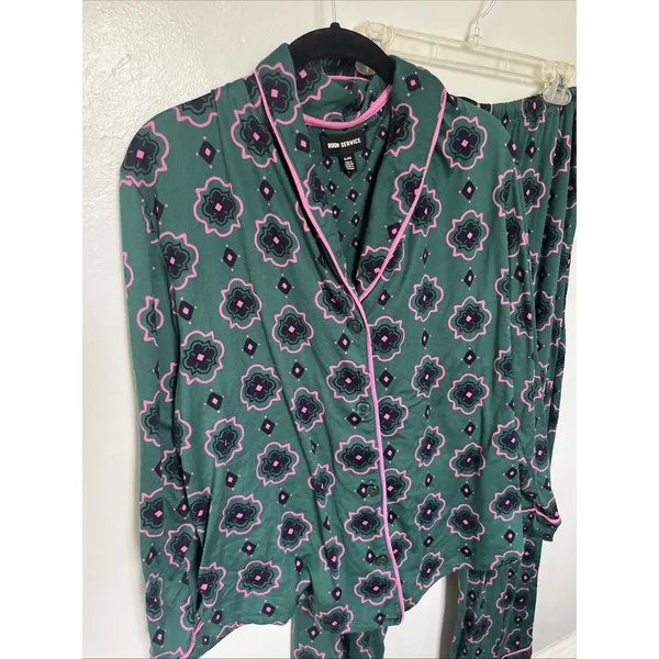Room Service Women’s Pajama Sleep Set Green Pink Size XL X-Large NWOT - Image 3