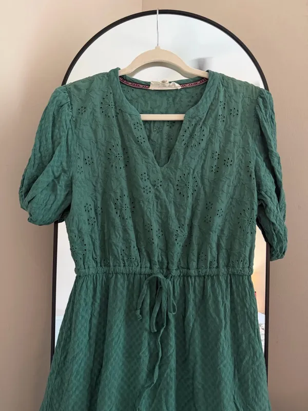 Westbound Teal Eyelet Tiered Midi-Length Dress - Image 2