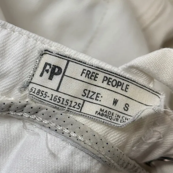 Free People Denim Overalls Size S White Tie Waist Dungarees Utility Jumpsuit - Image 2