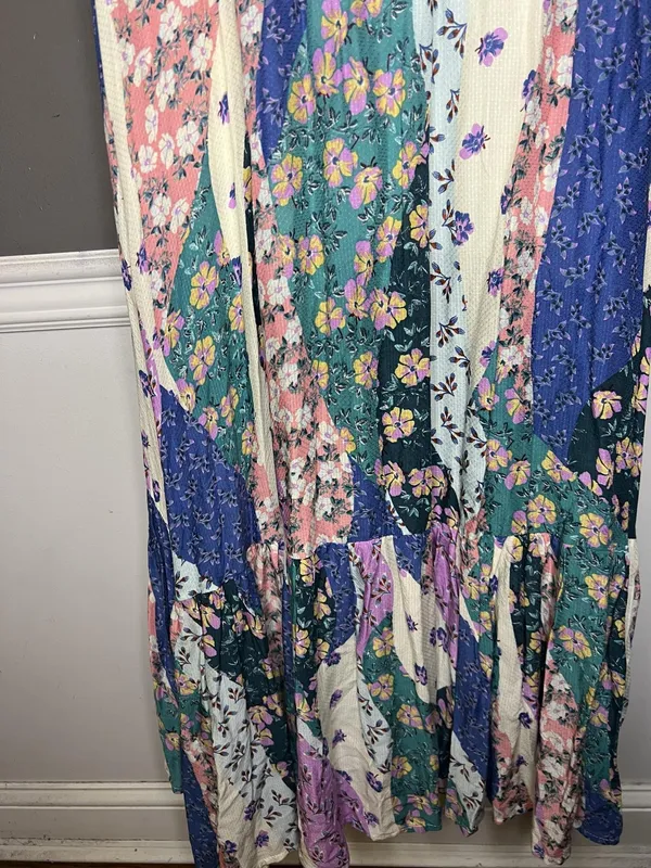 Olivaceous Dress Womens Medium Multicolor Floral Wrap Maxi Ruffle Sundress - Image 8