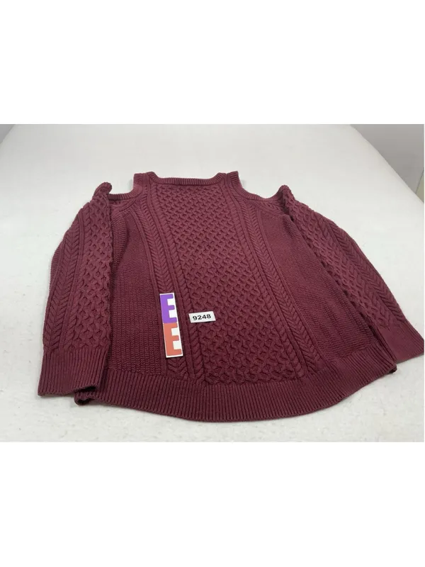Womans Excellent Michael Kors Pullover Cable Knit Sweater Large Maroon - Image 2