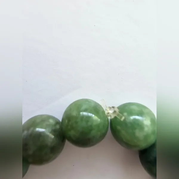 Natural Green Stone Beaded Stretch Bracelet – Moss Green Jade Style – Spiritual - Image 4