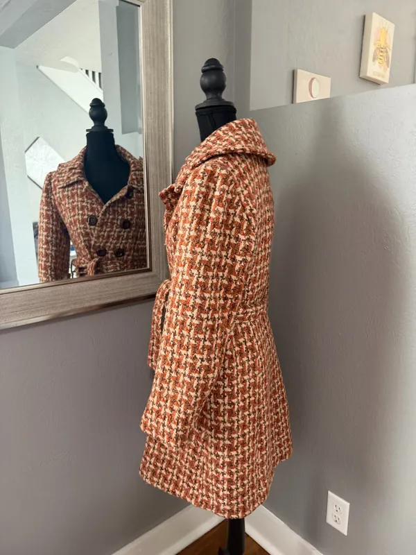 Available by Angela Fashion Houndstooth Academia Old Money Pea Coat Size Medium. - Image 3