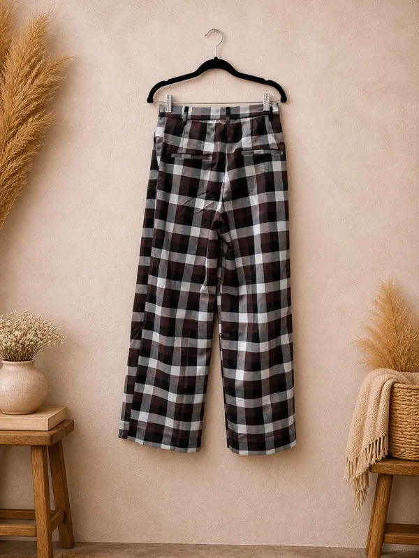 NWT Monki Plaid Matching Suit Set Blazer & Wide Leg Pants Size M - Image 5