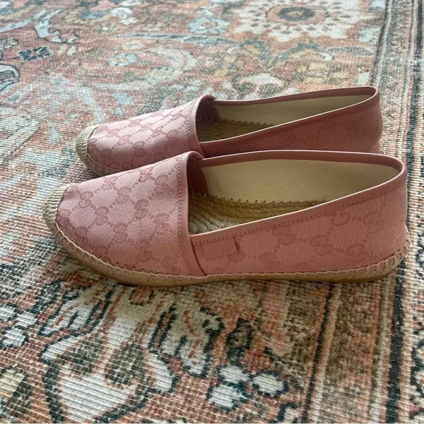 Gucci Pink‎ GG Logo Canvas Espadrilles - Image 3