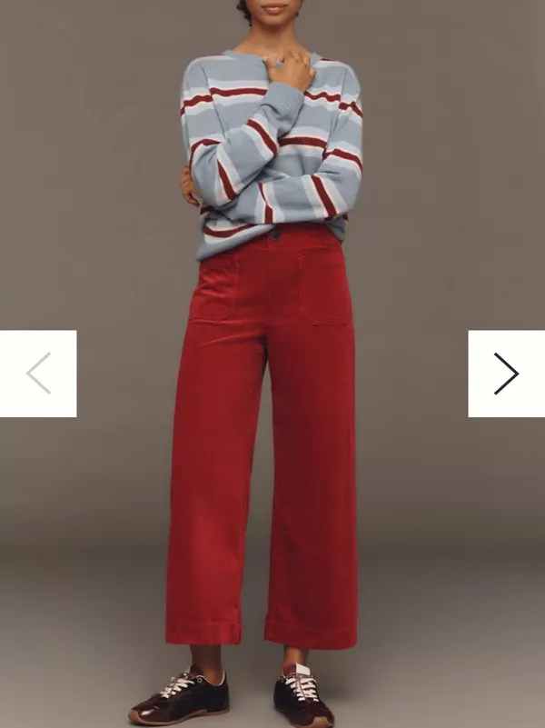 red Nwot rare Colette Corduroy Crop Wide-Leg Pants Maeve $118 spring casual - Image 2