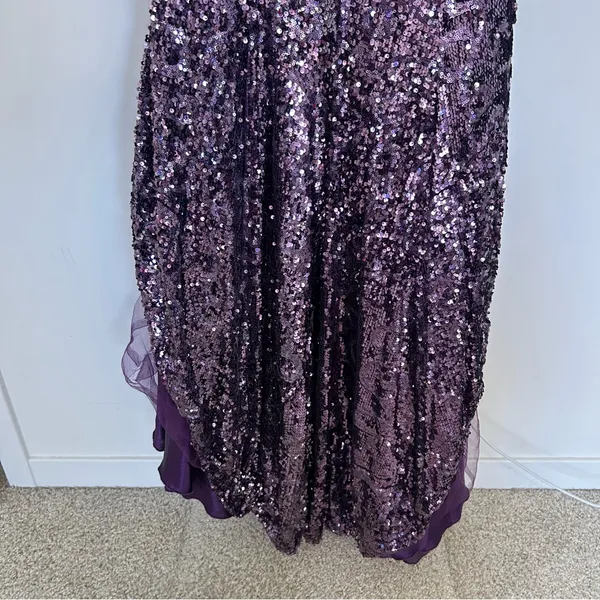 Cinderella Divine Purple‎ Strapless Sequin Beaded Corset Back Long Gown Dress 4 - Image 10