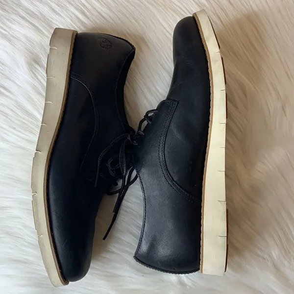 Timberland Black Leather Sensorflex Lakeville Oxford Shoes Size 7 - Image 7