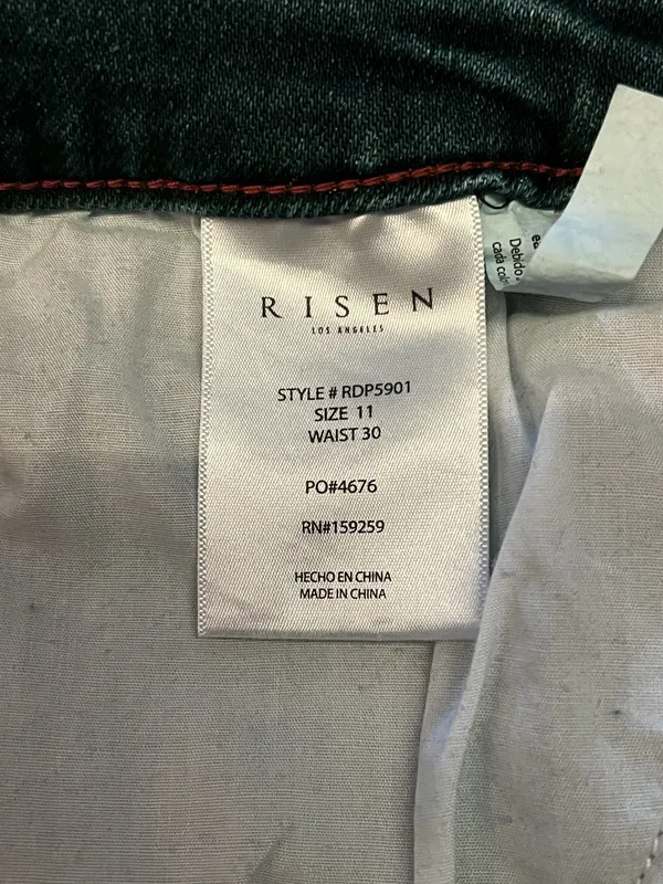 RISEN Tapered Jeans Womens 11/30 Blue Dark Wash High Rise Relaxed Stretch Denim - Image 11