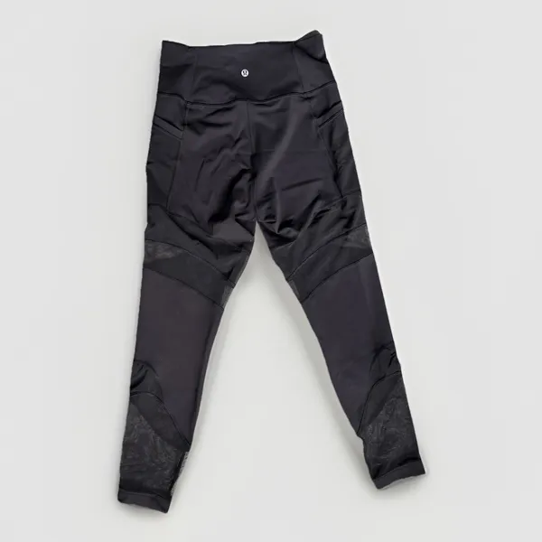 Lululemon Leggings Women Size 8 Black Mesh Panels Pockets High Rise 25" Gym Run - Image 3