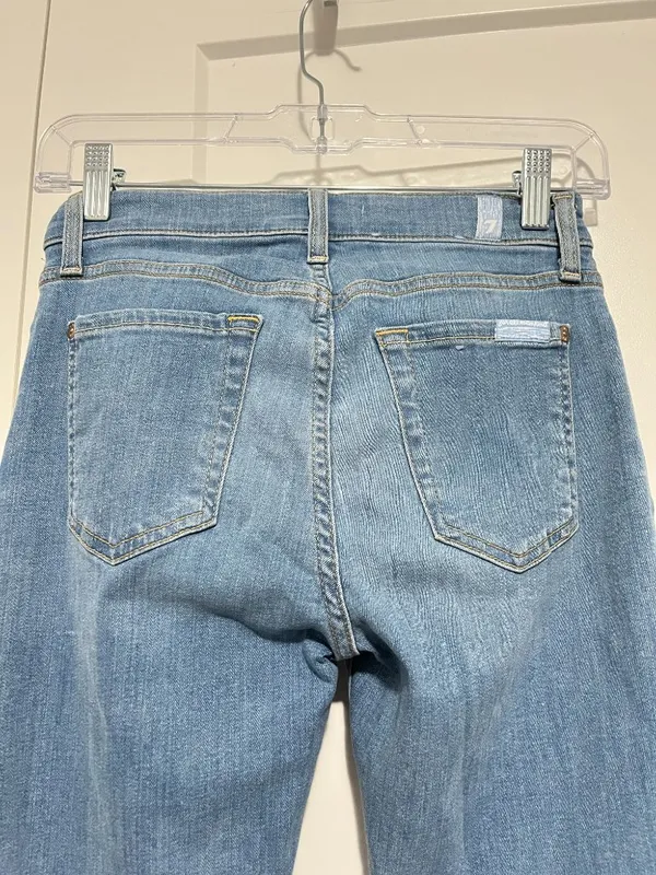 7 For All Mankind Size 24 Blue Huntington b(air) Cropped Boot Jeans - Image 11