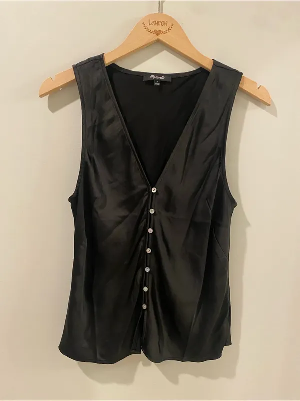 Madewell Emily Satin Sleeveless Button Up Size 8 - Image 2