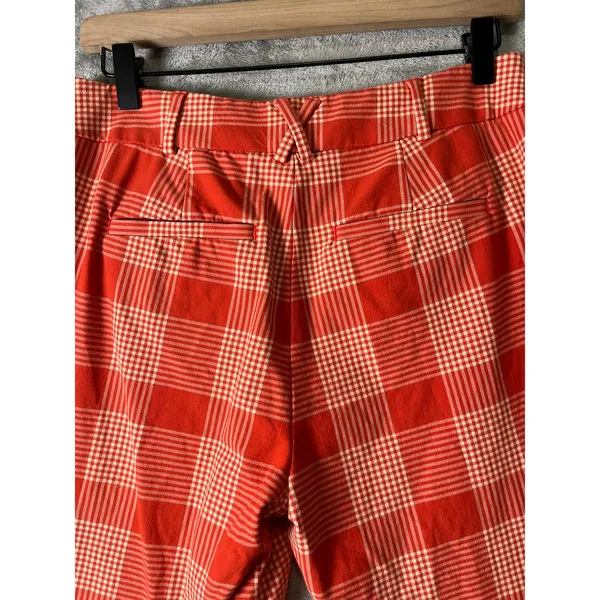Maeve by Anthropologie Orange Plaid Kick Flare Pants 4 Cropped Career Office - Image 4