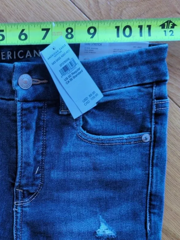 American Eagle Luxe Stretch Hi-Rise Jegging Womens 00 (24x30) Blue Denim Jeans - Image 7