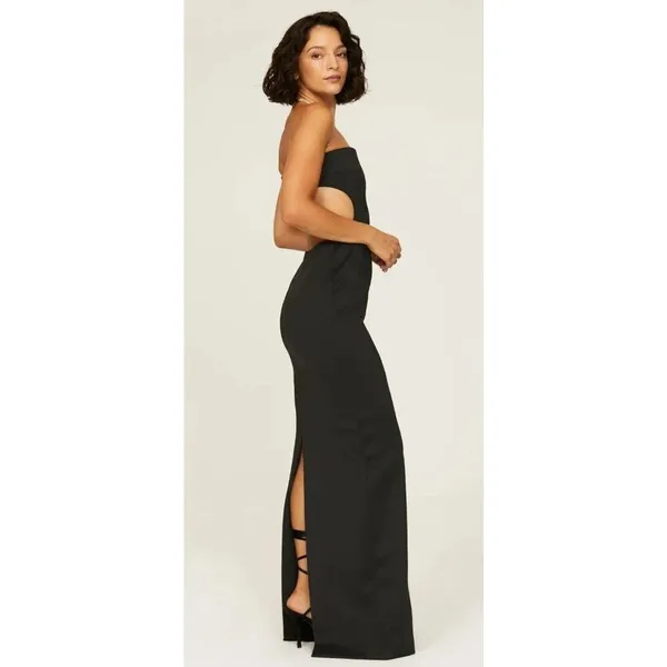 Rent the runway sz 10 Black Halo Eve Chana solid black cutout strapless gown - Image 3