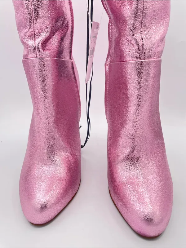BRIAN ATWOOD x EXPRESS Metallic Pink Over the Knee Boots Size 7 NWT - Image 4