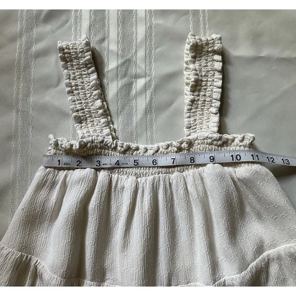 American Eagle Ivory Babydoll Dress with Smocked Bodice Size XS Lined boho style - Image 9