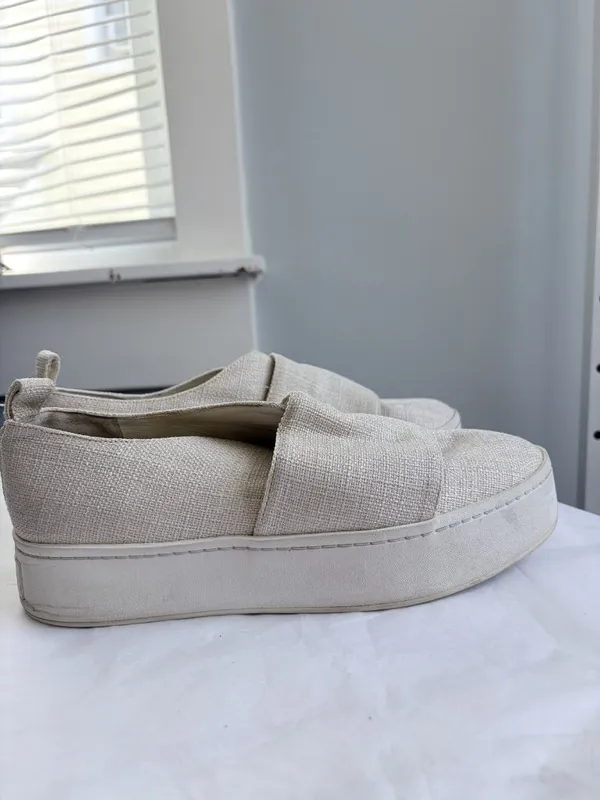 Vince Cream Knit Platform Slip On Sneakers Made in Italy US 8 EUR 38 - Image 4
