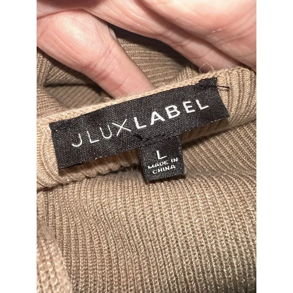 JLUXLABEL Tan‎ Ribbed Knit Midi Dress | Sweetheart Neck Cap Sleeve Size L - Image 5