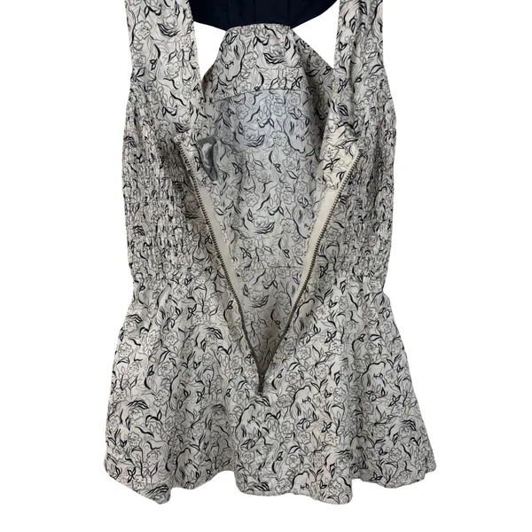 Girls from Savoy‎ Peplum Top Women Size 0 Cream Black Floral Halter Tie Back - Image 7