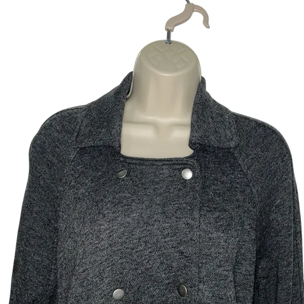Free People Jacket Womens Size XS Dark‎ Gray Slouchy Pea Coat Anorak Linen Blend - Image 4