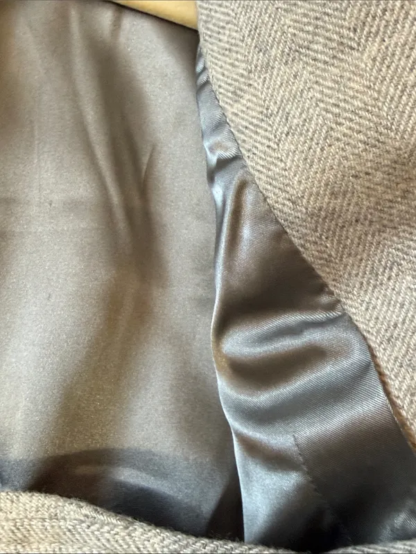 BANANA REPUBLIC Gray Herringbone Wool Blend Tailored Blazer Ruffled S Academia - Image 7