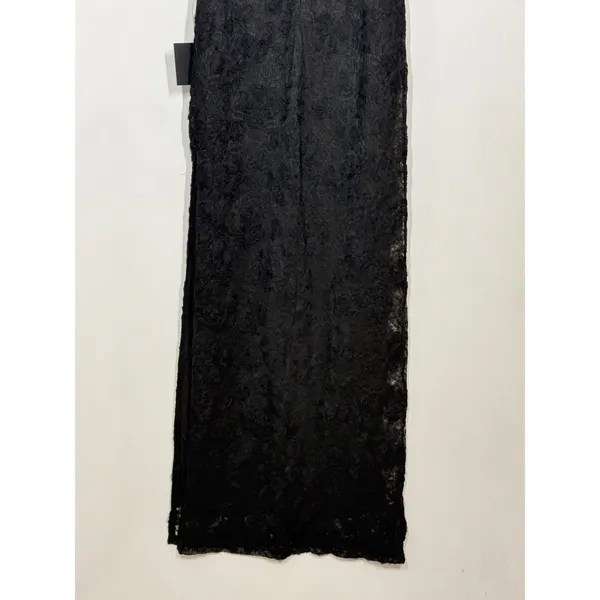 Lulus Joni Maxi Dress Women's Size Medium Black 3D Floral Applique Lace Slit NWT - Image 7