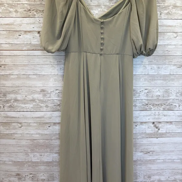 DB Studio Celebrate Womens 8 Maxi Dress Sage Green Leg Slit Sweetheart Neckline‎ - Image 4