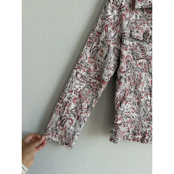 Analogy Paisley Tapestry Jacket Red Black Jacquard Boho Button Front Medium - Image 6