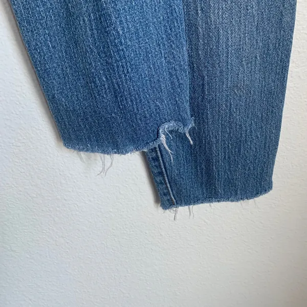 Levi's White Oak Cone Raw Hem Denim Jeans in‎ Medium Blue Wash Button Fly - Image 6