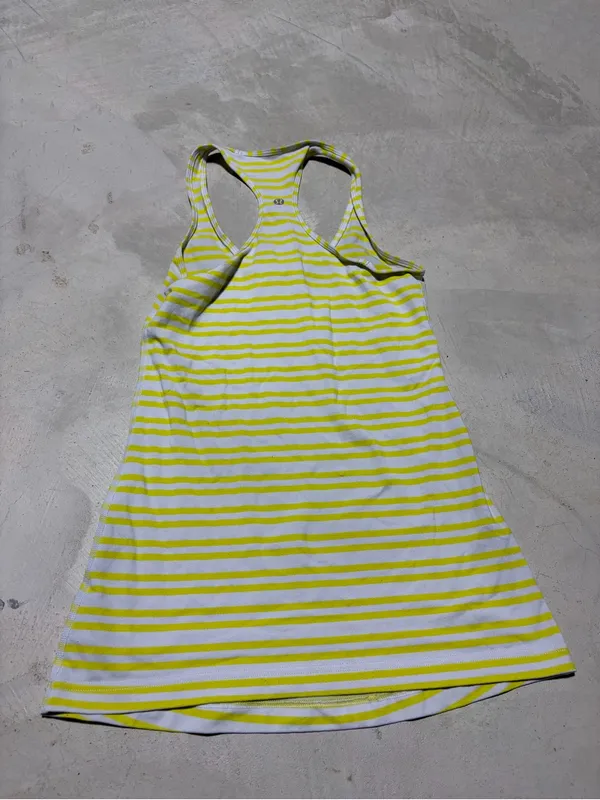 Lululemon Women’s Striped Racerback Tank top - Yellow/White - Image 6