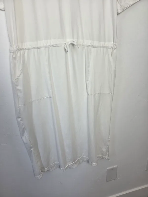 White T-Shirt Dress Midi Sporty Casual Minimalist Summer Coastal Nautical Large - Image 3
